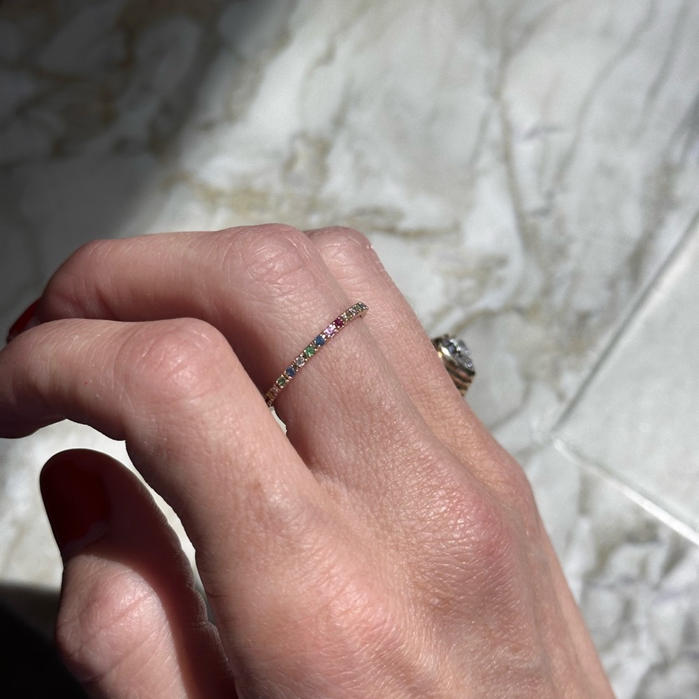 Solid gold & sapphire Eternity Band - Picture 2 of 4